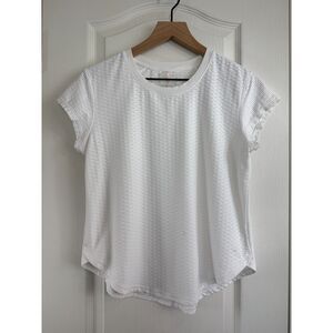 Calia Women's Renew Twisted Mesh Short Sleeve Activewear Top White Size S Small